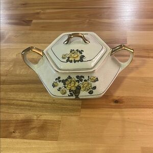 Martha Washington Elegant Floral Ceramic Dish with Gold Accents